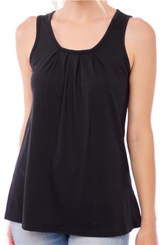 Sleeveless Scoop Neck w/Pleated Front Tank Top & Back