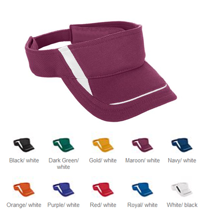 Augusta Youth Adjustable Wicking Mesh Edge Visor. Embroidery is available on this item.