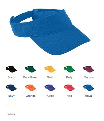 Augusta Youth Adjustable Wicking Mesh Visor. Embroidery is available on this item.