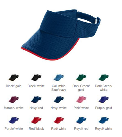 Augusta Sportswear Athletic Mesh Two-Color Visor. Embroidery is available on this item.
