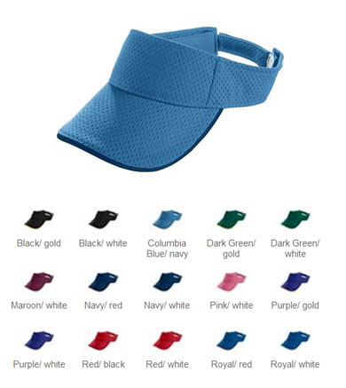 Augusta Youth Athletic Mesh Two-Color Visor. Embroidery is available on this item.