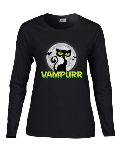 Epic Ladies Halloween Vampurr Long Sleeve Graphic T-Shirts. Free shipping.  Some exclusions apply.