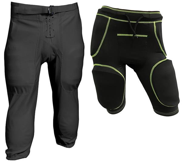 Adult Slotted w/Pad Pockets Football Pants & 5 or 7 PC Girdle KIT