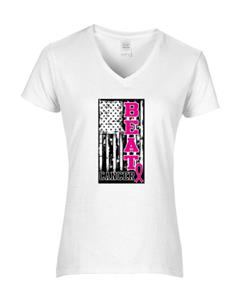 Epic Ladies Cancer Flag V-Neck Graphic T-Shirts. Free shipping.  Some exclusions apply.