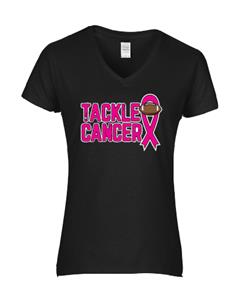 Epic Ladies FB Tackle Cancer V-Neck Graphic T-Shirts. Free shipping.  Some exclusions apply.