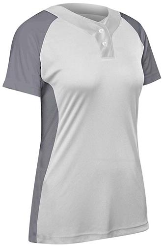 Champro Women Girls Infinite 2-Button Short Sleeve Softball Jersey. Decorated in seven days or less.