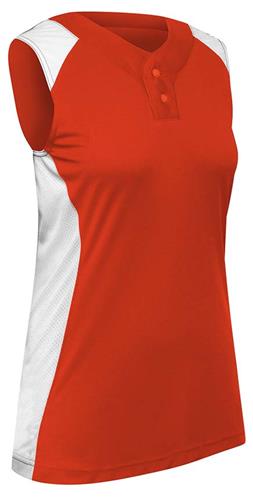 Champro Women Girls Infinite 2-Button Sleeveless Softball Jersey. Decorated in seven days or less.