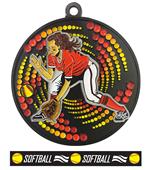 Epic 2.75" Sport Vortex Black Softball Award Medal & Ribbon