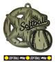 Epic 2.7" Vintage Antique Gold Softball Award Medal & Ribbon