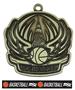 Epic 2.7" Sport Wing Antique Gold Basketball Award Medal & Ribbon