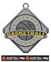 Epic 2.75" Circle Diamond Antique Basketball Award Medal & Ribbon