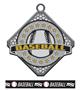Epic 2.75" Circle & Diamond Antique Baseball Award Medal & Ribbon