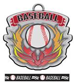 Epic 2.7" Phoenix Antique Silver Baseball Award Medal & Ribbon