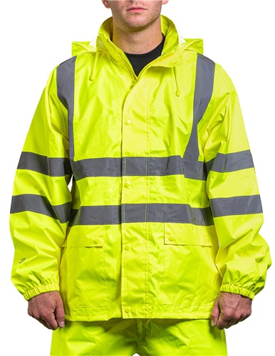 Game Sportswear The Econo Hi-Vis Rain Jacket 1655E. Decorated in seven days or less.