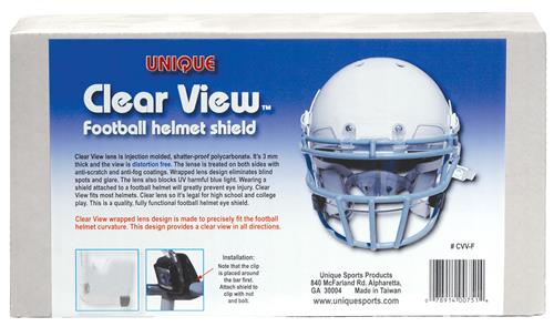 Unique Sports Clear View Football Helmet Eye Shield Adult