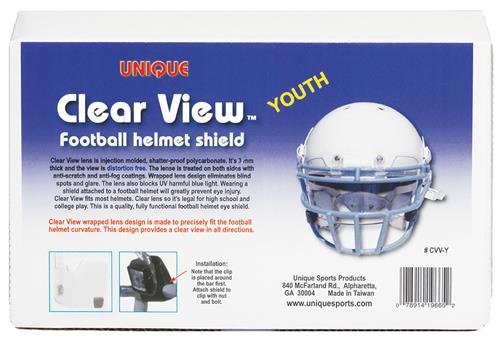 Unique Sports Clear View Football Helmet Eye Shield Youth