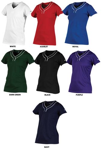 Womens Fastpitch Softball 2 Button Pullover Jersey. Decorated in seven days or less.