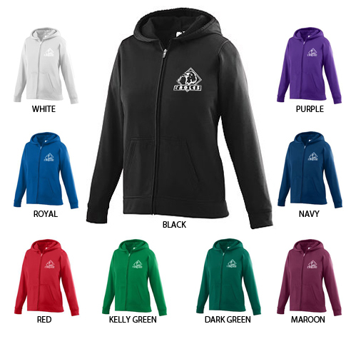 Augusta Wicking Fleece Full Zip Girls' Hoodie. Decorated in seven days or less.