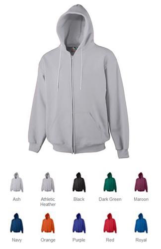 Augusta Heavyweight Zip Front Hooded Sweatshirt. Decorated in seven days or less.