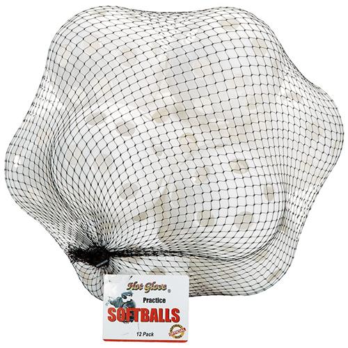 Hot Glove Practice Softballs 12PK In Mesh Bag White or Optic
