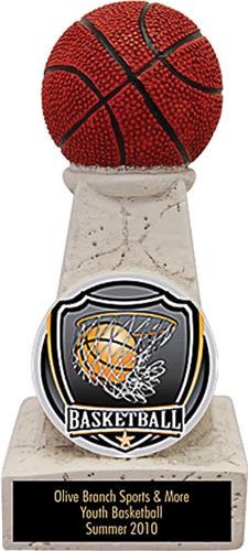 Hasty Awards 6" Basketball Stone Tower Trophy. Engraving is available on this item.
