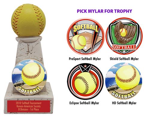 Hasty Awards 6" Softball Stone Tower Award Trophy. Engraving is available on this item.
