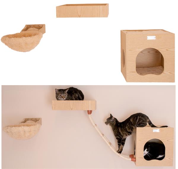 Armarkat Real Wood Wall Series: Tree W1907B With Condo, Perch And