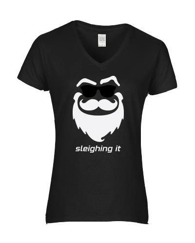 Epic Ladies X-Sleighing It V-Neck Graphic T-Shirts. Free shipping.  Some exclusions apply.