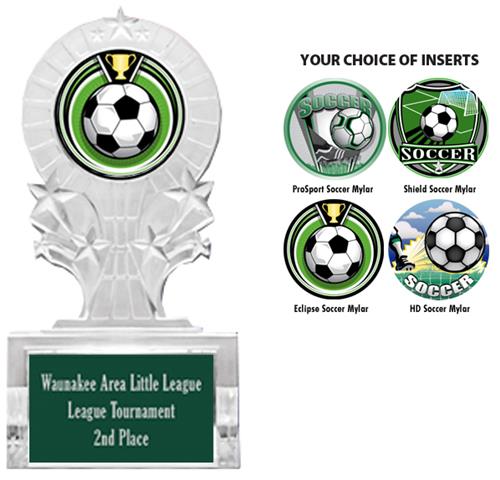 Hasty Awards 7" Soccer Shooting Star Ice Trophy. Engraving is available on this item.