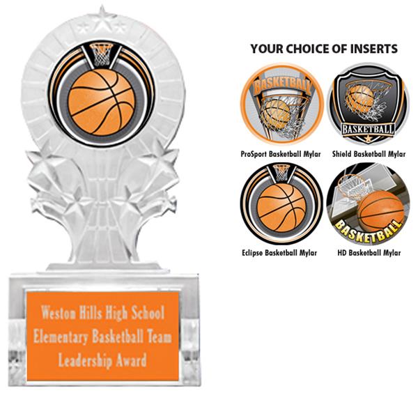 Hasty Award 7" Custom Basketball Shooting Star Ice Trophy Basketball