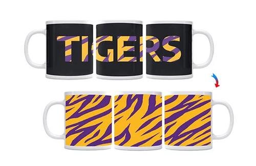 NCAA Purple & Yellow Tiger Stripes ThermoH Exray Color Changing Coffee Mug