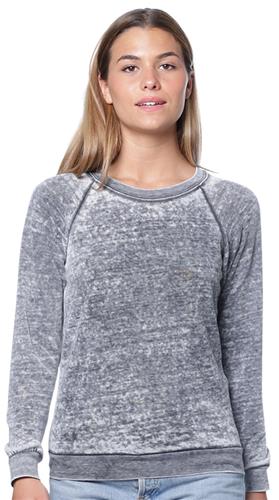 Royal Apparel Women's Burnout Fleece Raglan Pullover 3199BO. Decorated in seven days or less.