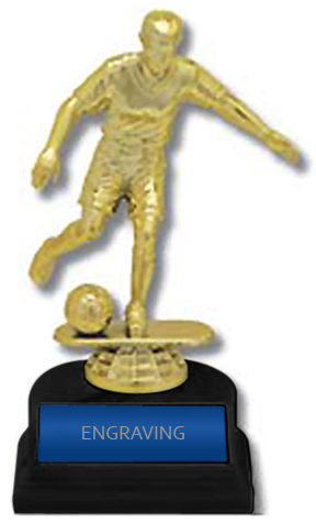 Soccer Male Figure 6" Participation Trophies Award. Engraving is available on this item.