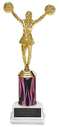 Cheerleader Pink Flame Column Trophies. Engraving is available on this item.