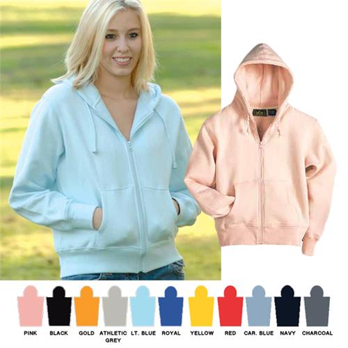 Vos Ladies' Cropped Zip-Front Hooded Sweatshirts. Decorated in seven days or less.