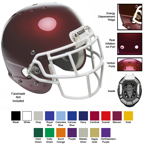 Adams Football Helmet Size Chart