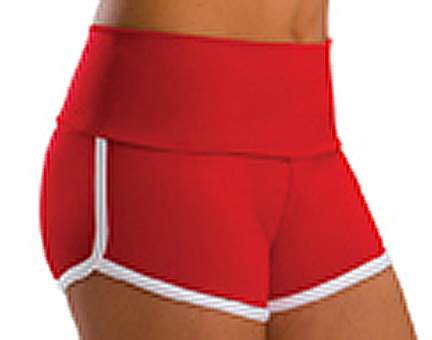 Low Rise Roll Top Bright Red Cheerleaders Shorts