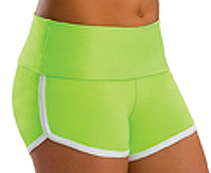Low Rise Roll Top Lime Green Cheerleaders Shorts