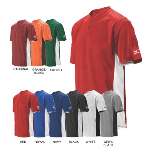 Mizuno Youth 2 Button Color Block Baseball Jerseys. Decorated in seven days or less.