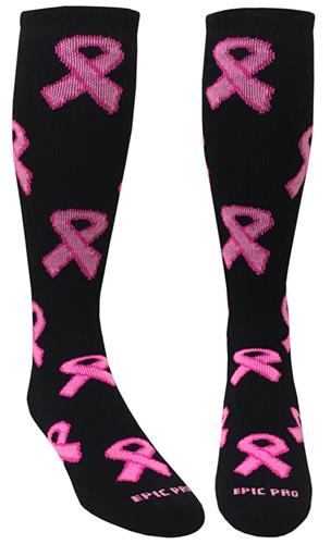 Breast Cancer Awareness Black Pink Pink Knee High Ribbon Socks