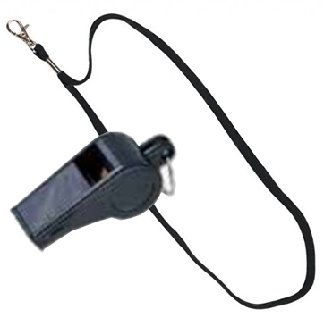 Athletic Specialties Black Plastic Whistle & Lanyard PLC (EACH)