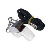 ASI Brass Whistle, Tip & Black Lanyard WLTX