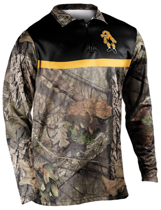 E194732 Cliff Keen Iowa Wrestling Mossy Oak Sublimated 1 4 Zip Fleece 