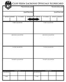 Cliff Keen Lacrosse Game Card (Pad of 25)