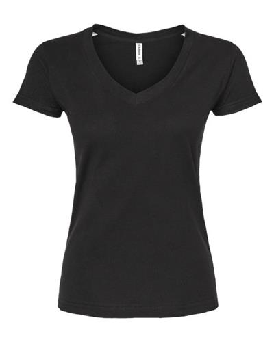 Tultex Women's Slim Fit Fine Jersey V-Neck T-Shirt 214 - Baseball ...