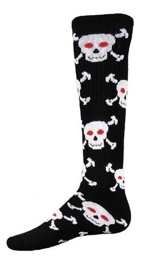 Adult Small 6-8.5 (Black/White) Skull n' Crossbones Socks