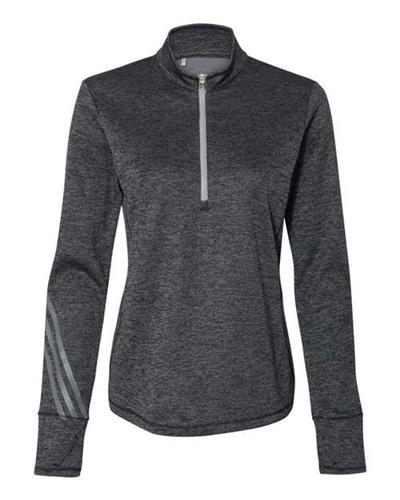 Adidas Women's Brushed Terry Heathered Quarter-Zip Pullover A285. Decorated in seven days or less.