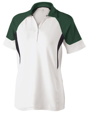 Womens Small Wicking White/Forest Polo Shirt. Printing is available for this item.