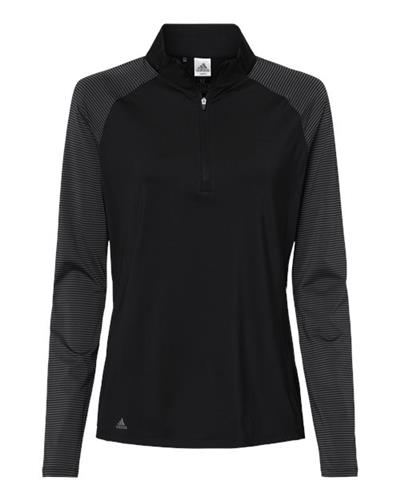 Adidas Women's Stripe Block Quarter-Zip Pullover A521. Decorated in seven days or less.