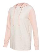 Mv Sport Womens French Terry Hooded Pullover With Colorblocked Sleeves W20145